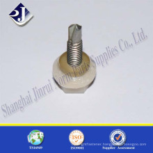 plastic hex flange self drilling screw with plastic washer